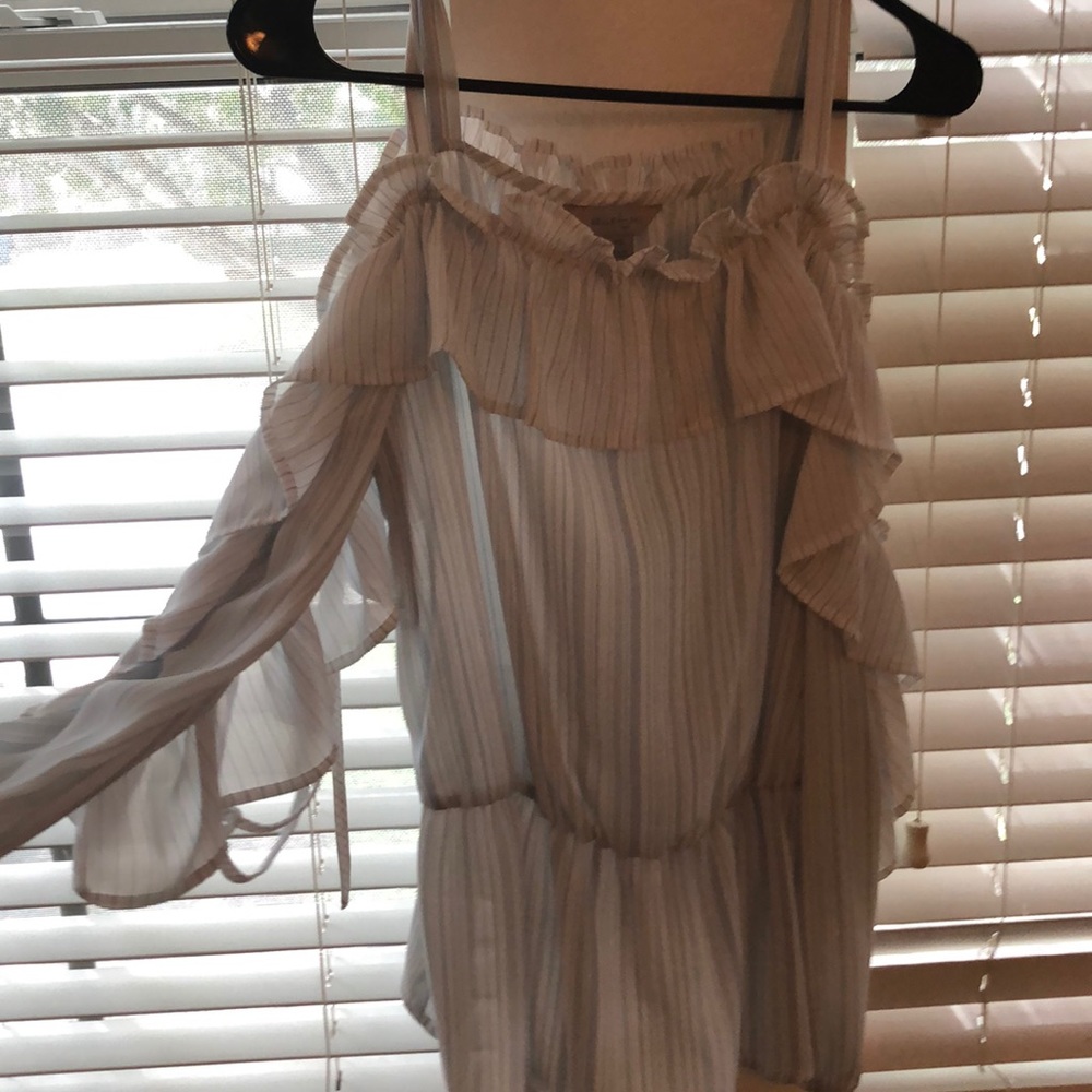 Belle & Sky striped off shoulder blouse